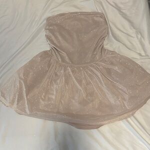 White Fox Boutique Strapless Glitter Dress in Nude